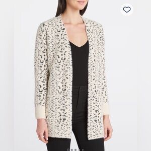Leopard-Print Open Front Cardigan in Cream and Black